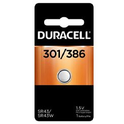 Duracell, 301/386, 1.5 Volt, Silver Oxide, Button Cell Battery