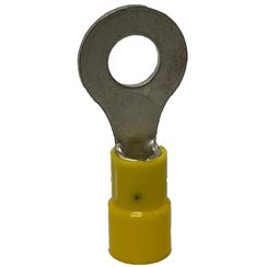 38107, 12-10 Gauge, Ring Terminal, PVC, Yellow, 1/4 Inch